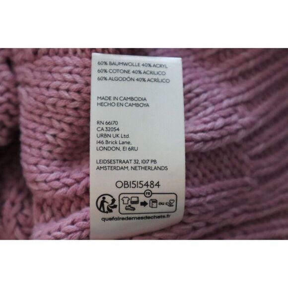 Free People OB1515484 Women's Sz M Pink Cable Knit Crewneck Pullover Sweater - Picture 7 of 8